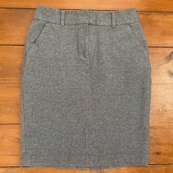 Loft Curvy Grey Straight Knee Length Pencil Skirt - Picture 2 of 11